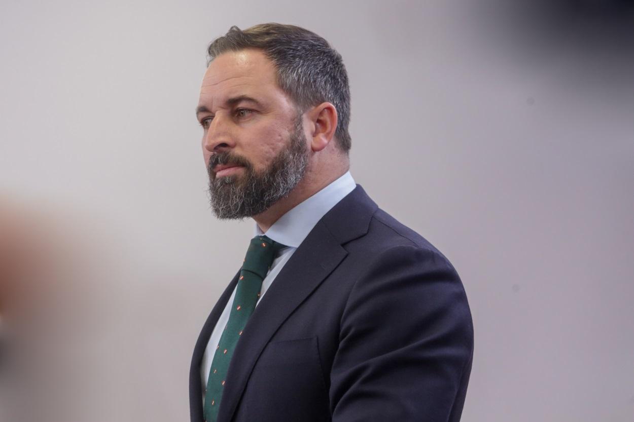 El presidente de Vox, Santiago Abascal, ofrece una rueda de prensa en el Congreso de los Diputados tras su consulta con el Rey