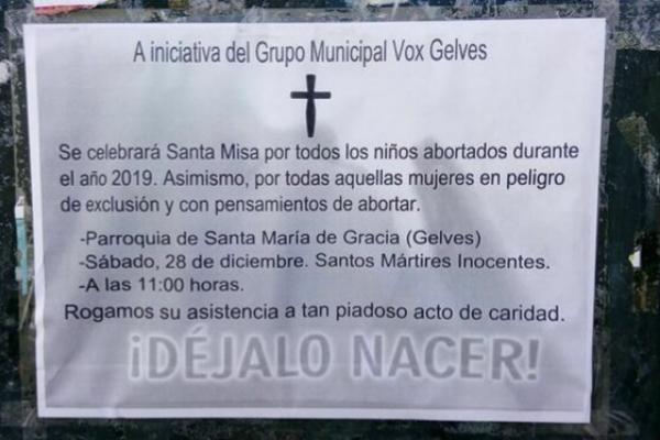 Esquela difundida por el grupo municipal de Vox en la localidad sevillana de Gelves.