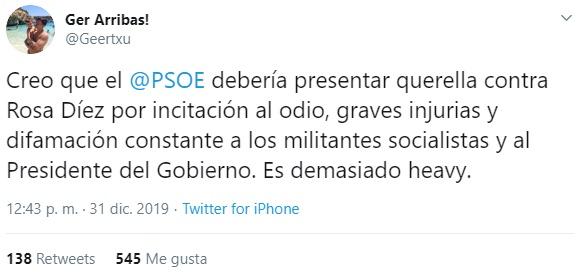 Tuit sobre Rosa Díez 2 Tuit sobre Rosa Díez 2
