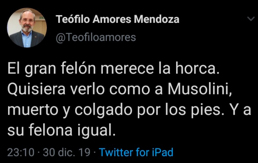 Tuit concejal Vox Sánchez Mussolini Tuit concejal Vox Sánchez Mussolini