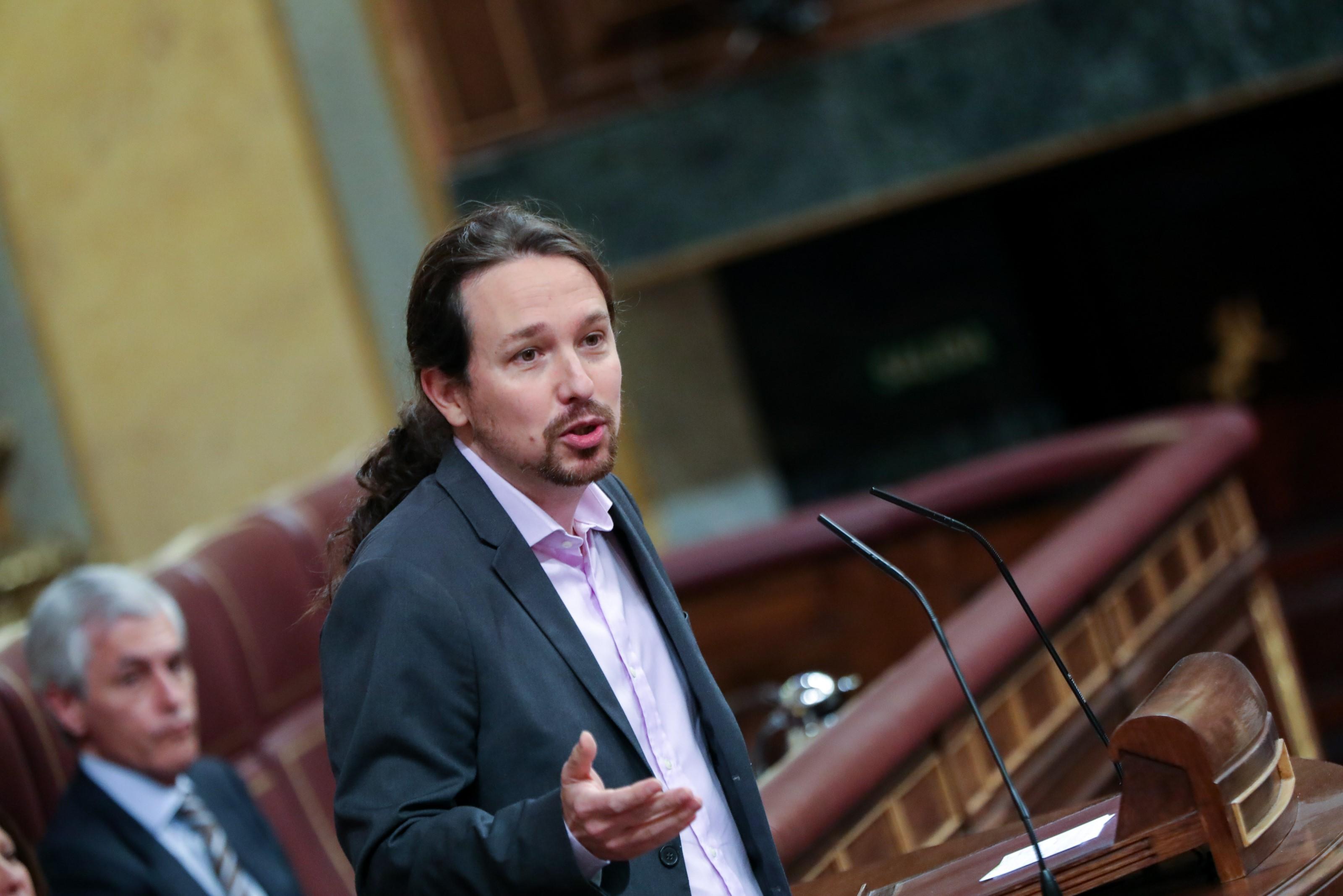 Pablo Iglesias en una de sus intervenciones desde la tribuna del Congreso de los Diputados. Fuente: Europa Press.