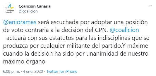Coalición Canaria tuit