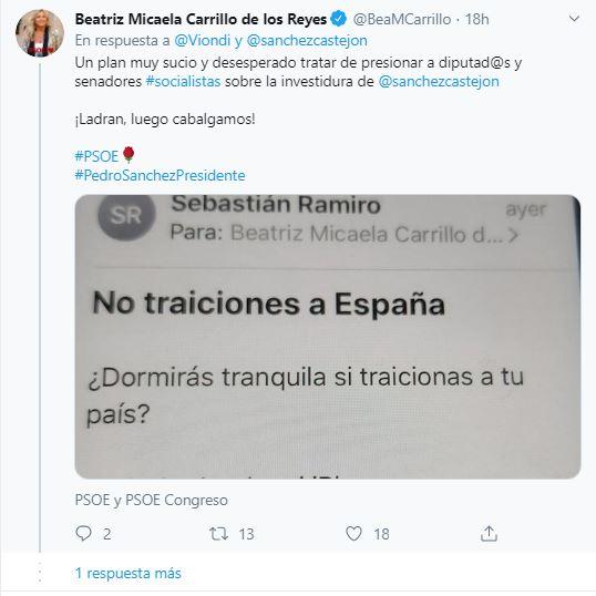 Amenaza a diputada del PSOE Amenaza a diputada del PSOE