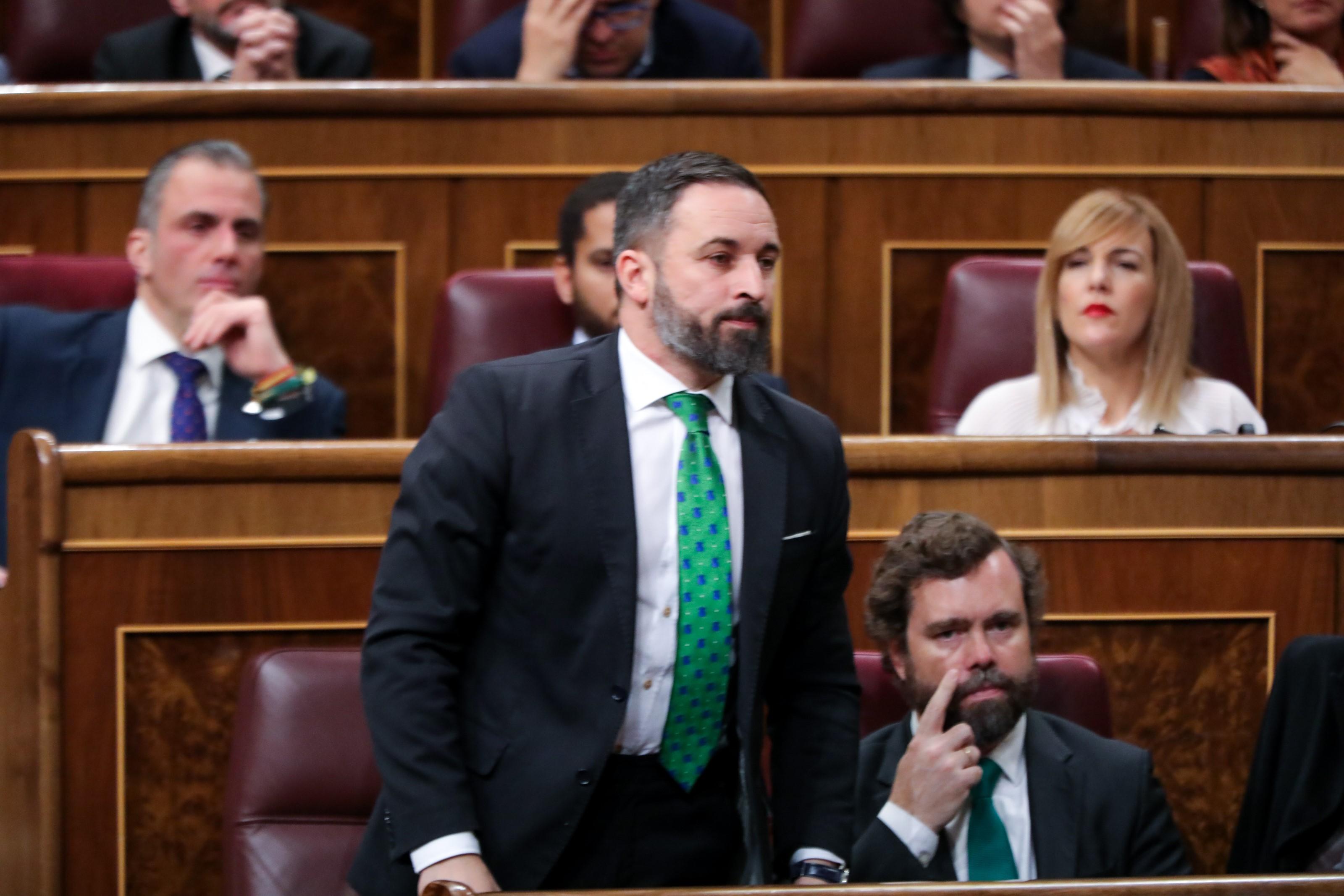 El presidente de VOX, Santiago Abascal, en el Congreso de los Diputados, en el debate de la investidura. EP