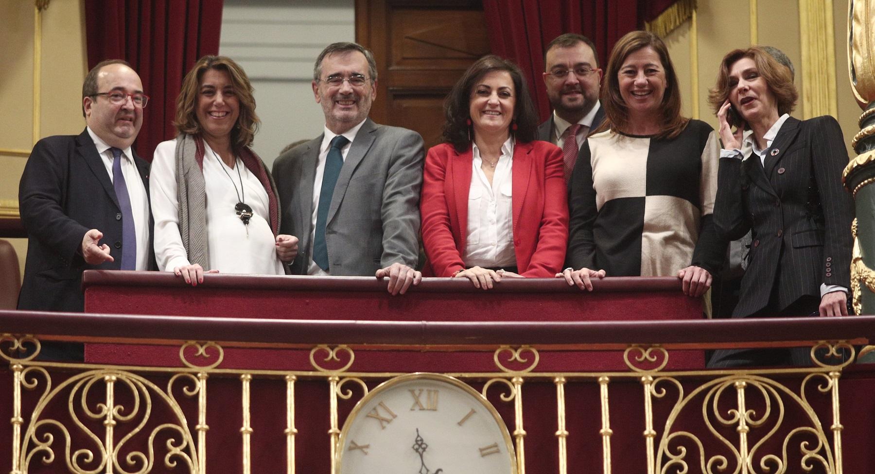 Miquel Iceta, Susana Díaz, Manuel Cruz, Concha Andreu, Adrián Borbón y Francina Armengol. Fuente: EP.