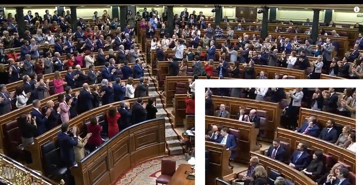 Ovación en el Congreso de los Diputados hacia la diputada Aina Vidal. Twitter