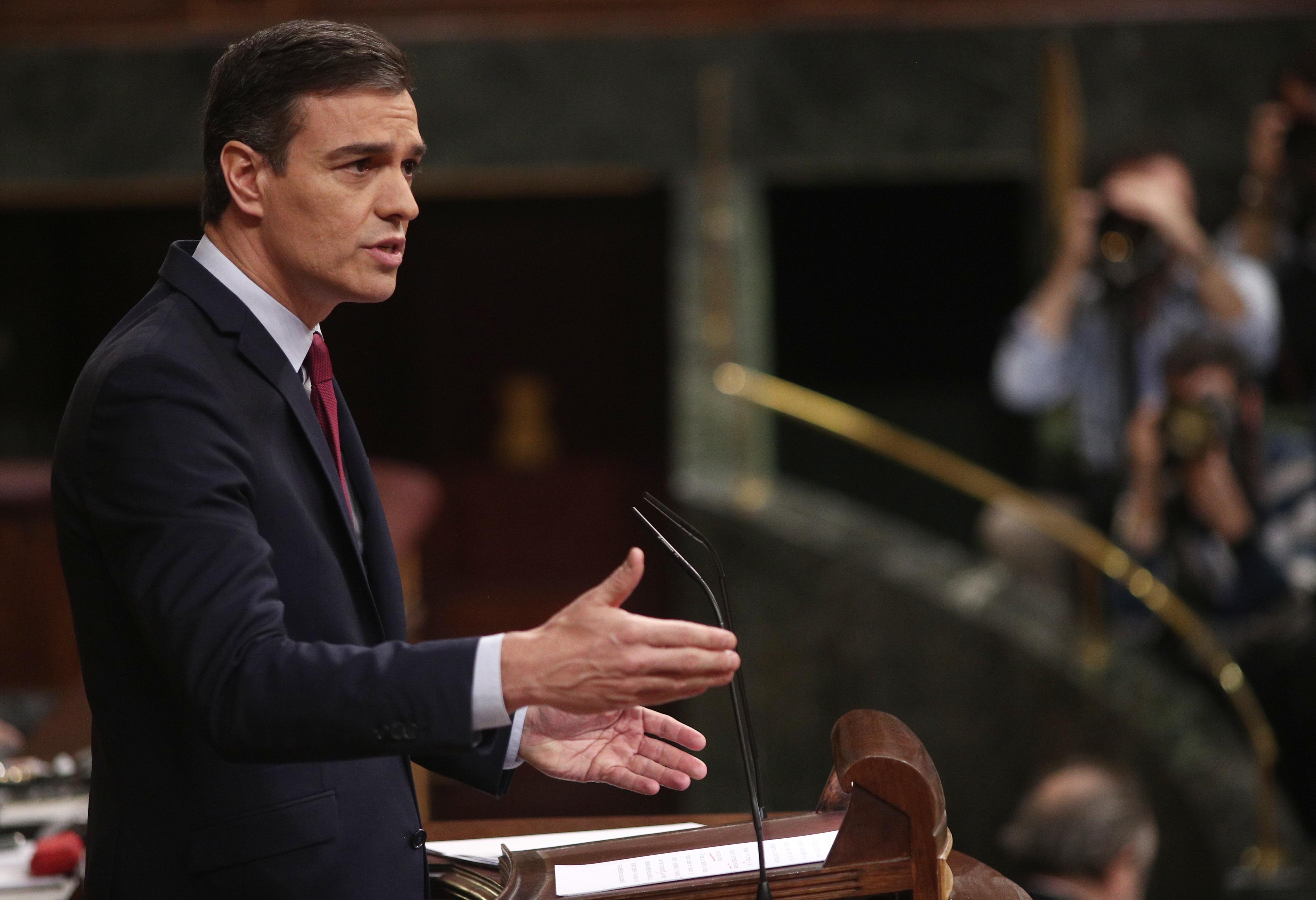 El presidente de España, Pedro Sánchez, durante el debate de investidura. Fuente: Europa Press.