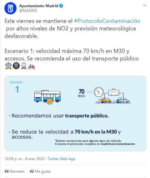 Tuit del Ayuntamiento de Madrid