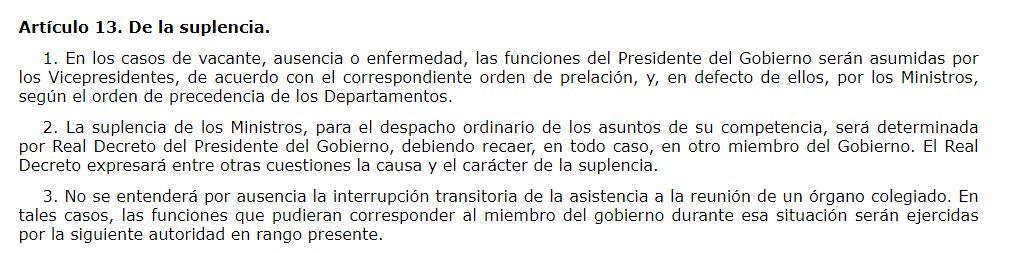 Artículo 13 de la Ley de Gobierno