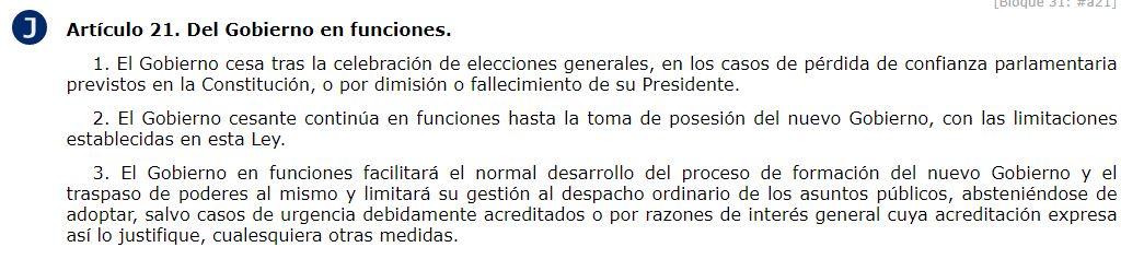 Artículo 21 Ley de Gobierno Artículo 21 Ley de Gobierno