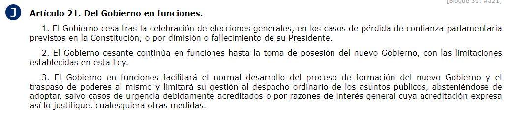 Artículo 21 Ley de Gobierno