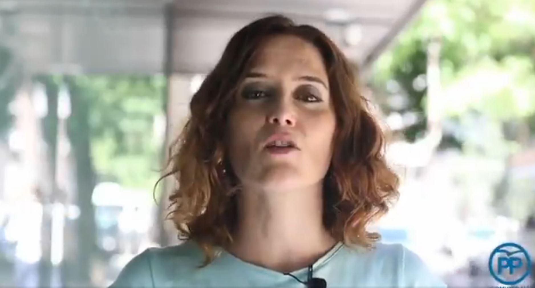 Isabel Díaz Ayuso, en un vídeo del PP contra Madrid Central