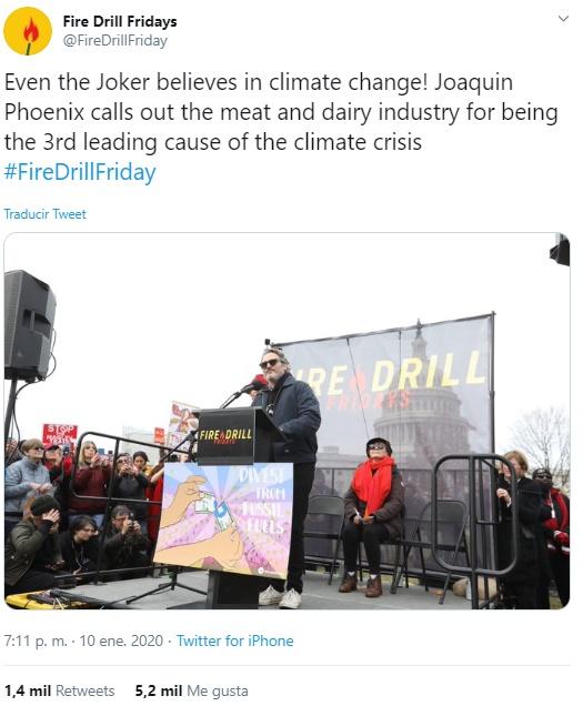 Joaquin Fenix en manifestación cambio climático