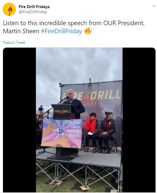 Martin Sheen en manifestación contra cambio climático