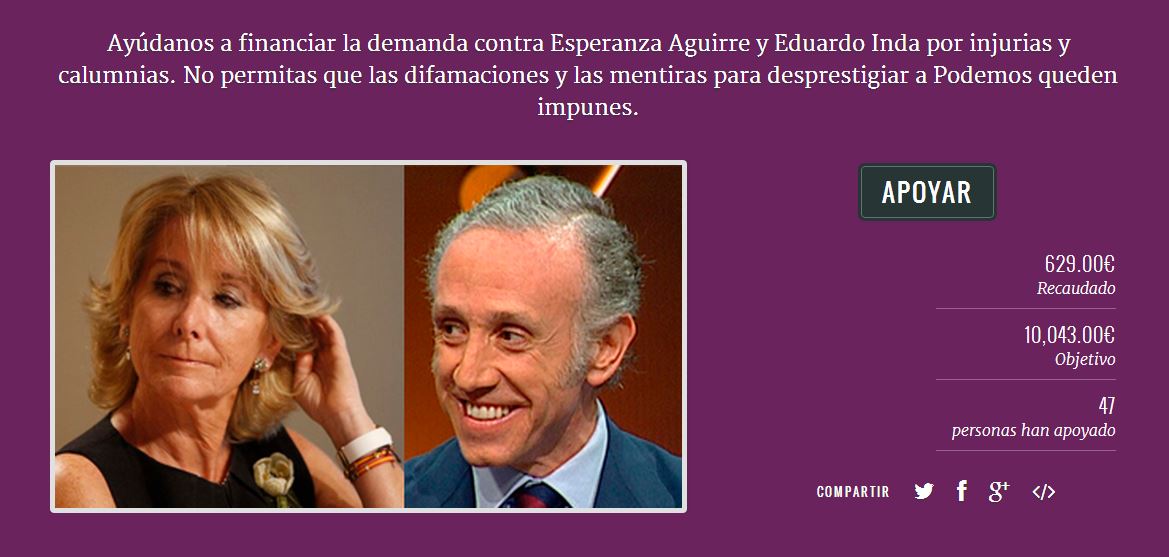 Podemos demanda a Aguirre e Inda por vincular torticeramente a Pablo Iglesias con ETA