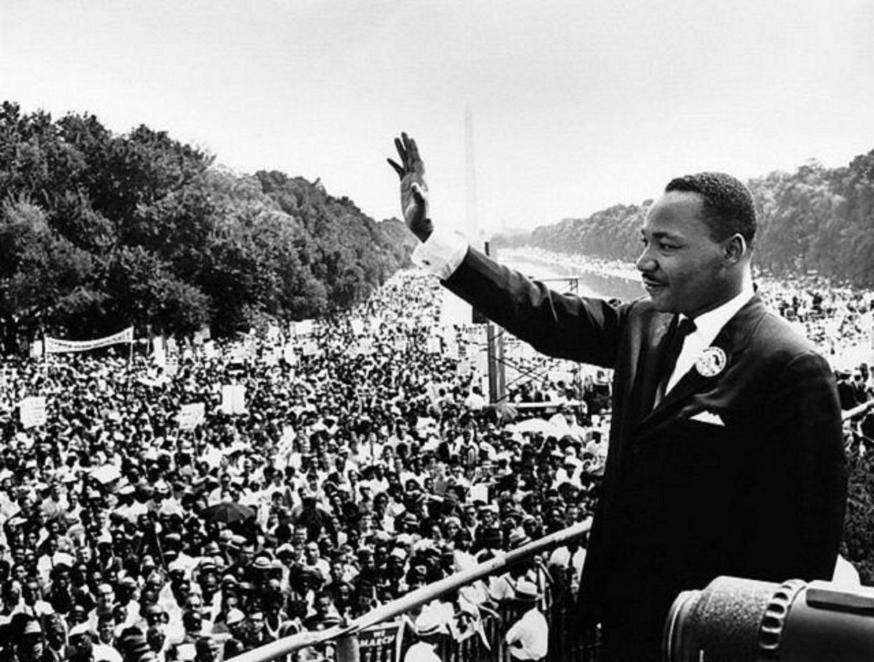 Martin Luther King durante su discurso en el Monumento a Lincoln
