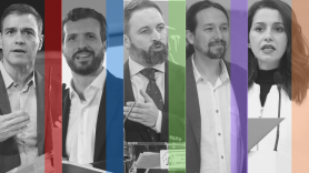 Líderes: Sánchez (PSOE), Casado (PP), Abascal (Vox), Iglesias (Podemos)y Arrimadas (Ciudadanos)