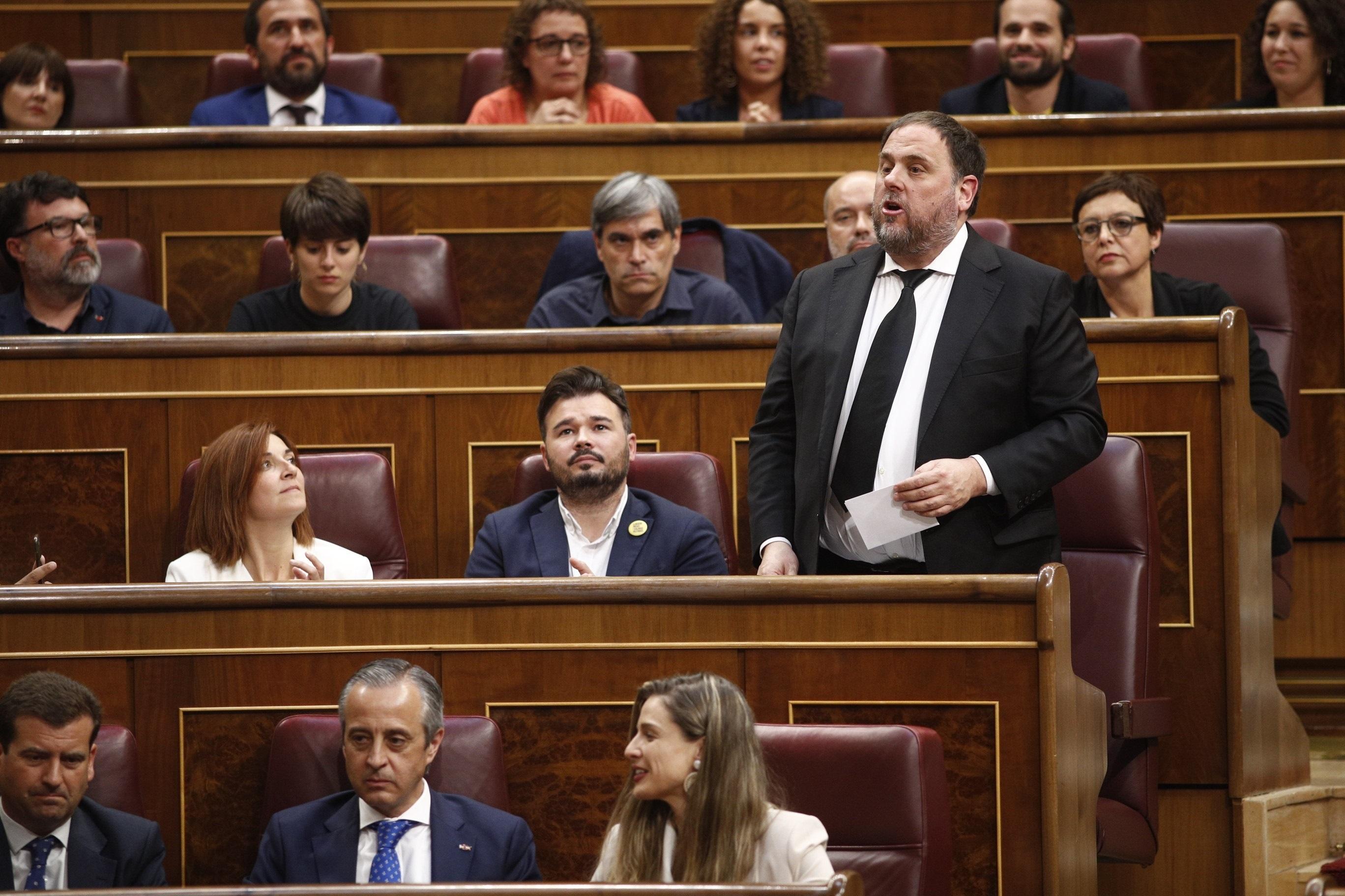 Junqueras durante la constitución del Congreso. Fuente: EP.