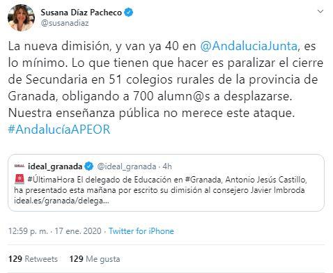 Tuit de Susana Díaz