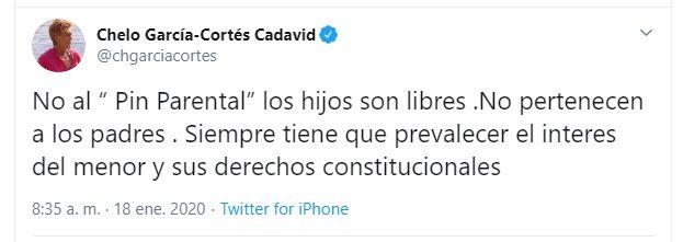 Tuit de Chelo García-Cortés.