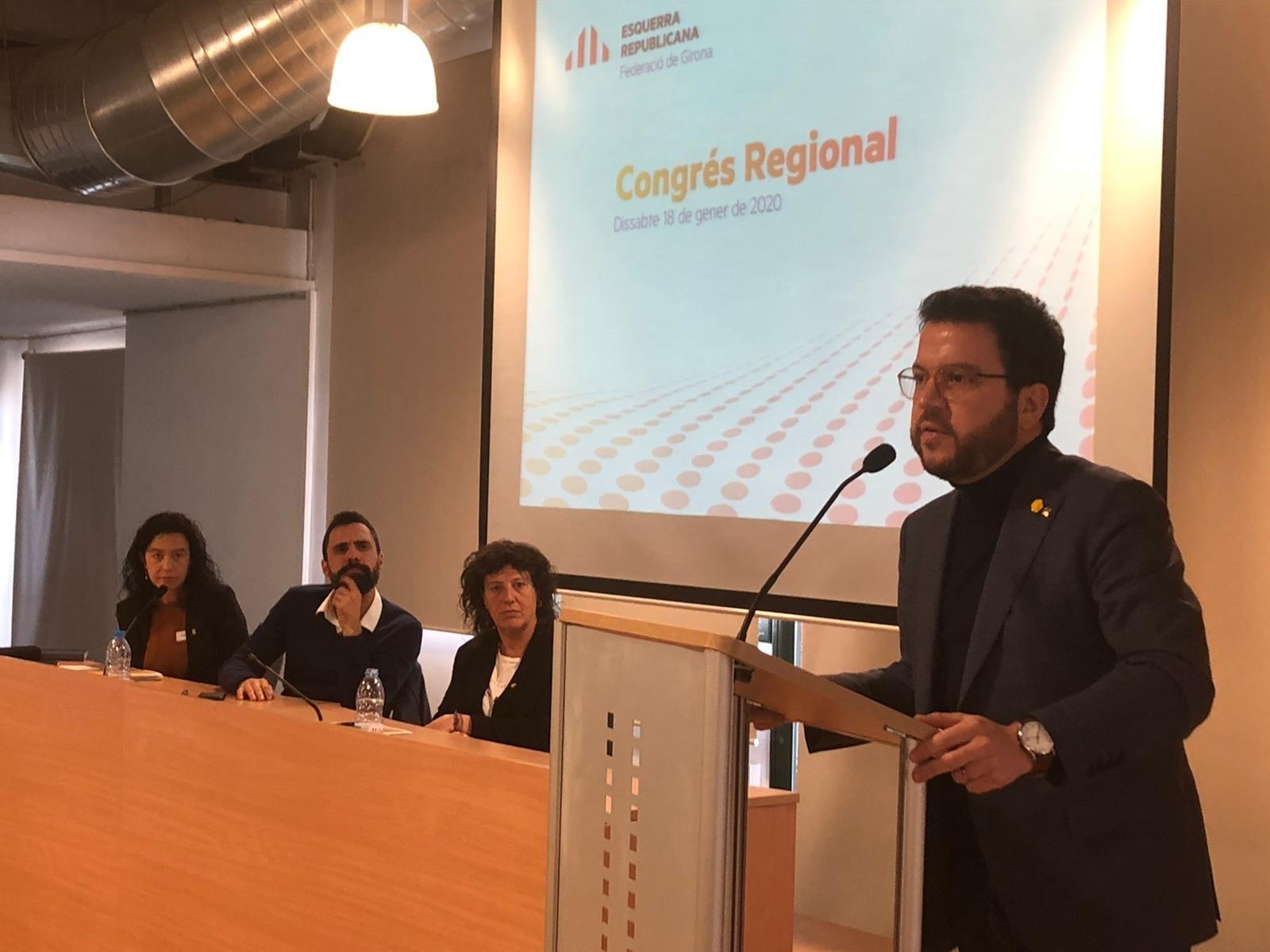 Intervención de Pere Aragonès en el congreso de la federación de ERC en Girona 