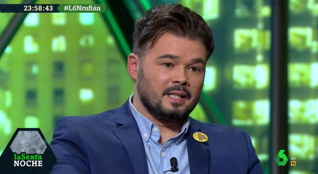 Gabriel Rufián en 'La Sexta Noche'. Fuente: laSexta.