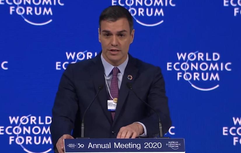 El presidente del Gobierno Pedro Sánchez interviene en el foro de Davos (Suiza)