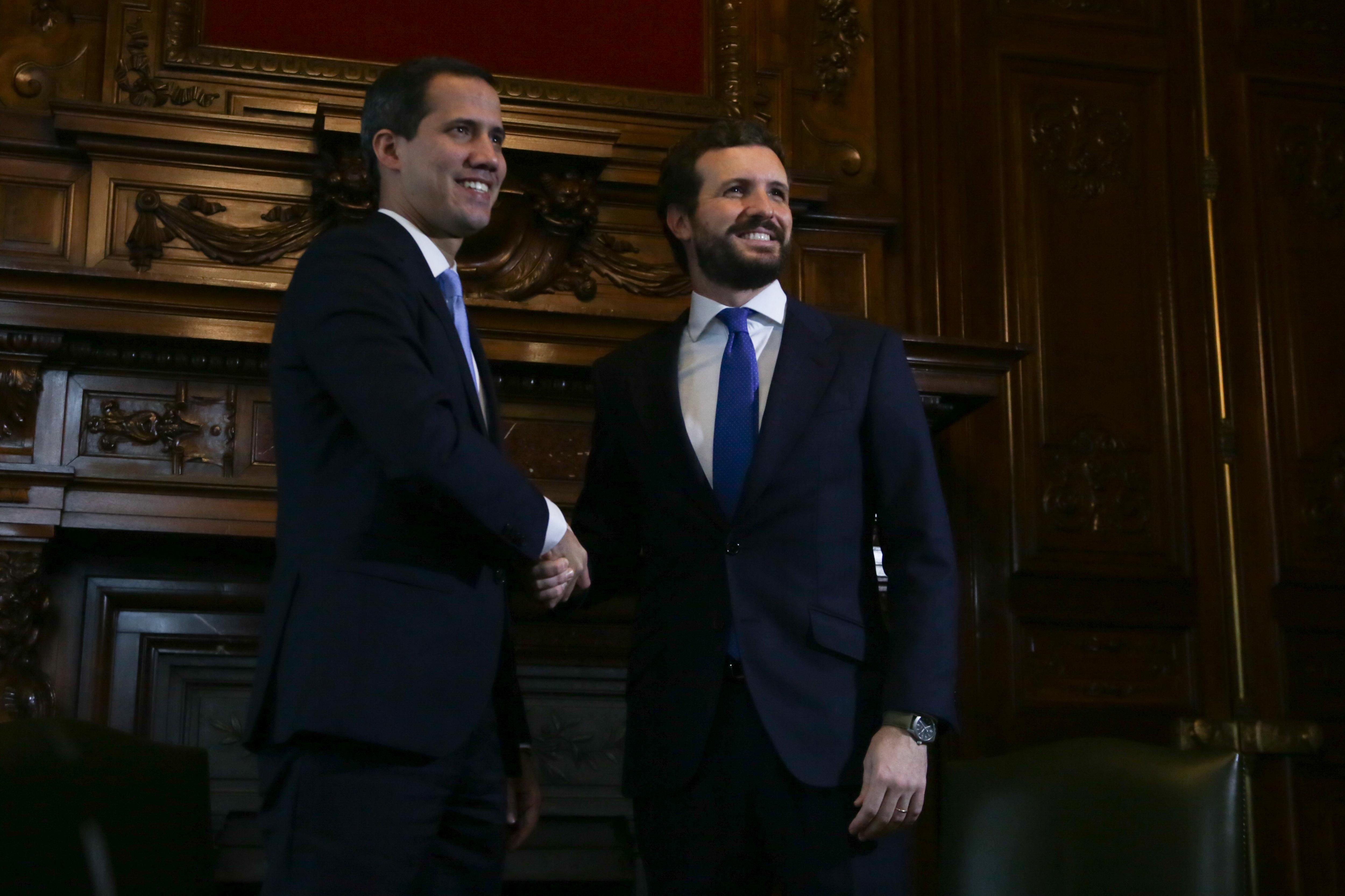 El Presidente encargado de Venezuela, Juan Guaidó se reúne con el presidente del PP, Pablo Casado en Madrid 