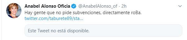 Tuit de Anabel Alonso.