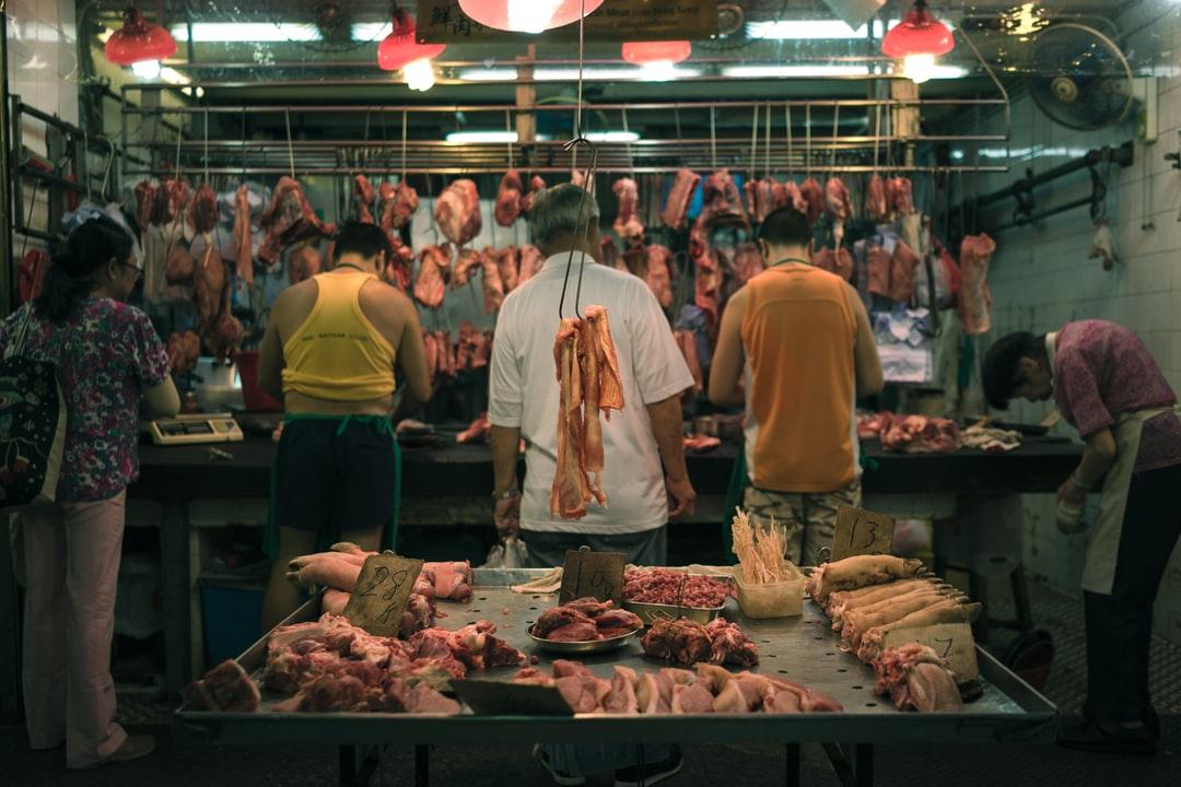 Fotografía de un mercado de alimentación en China