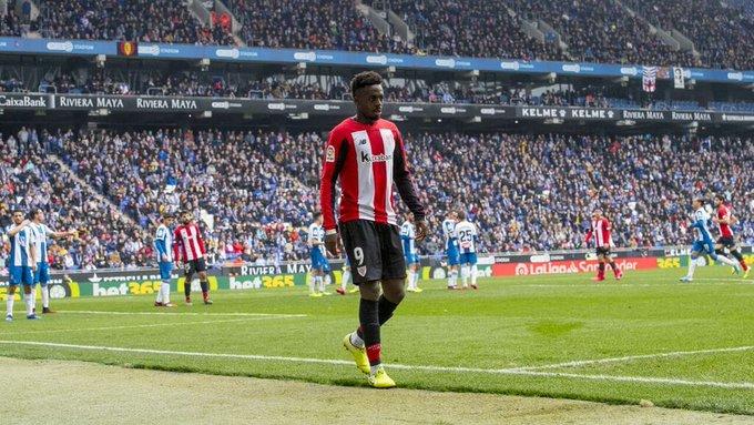 Iñaki Williams durante el partido del Athletic contra el Espanyol. Twitter: @Williaaams45