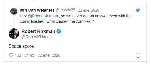 Captura de pantalla al tuit de Robert Kirkman. 
