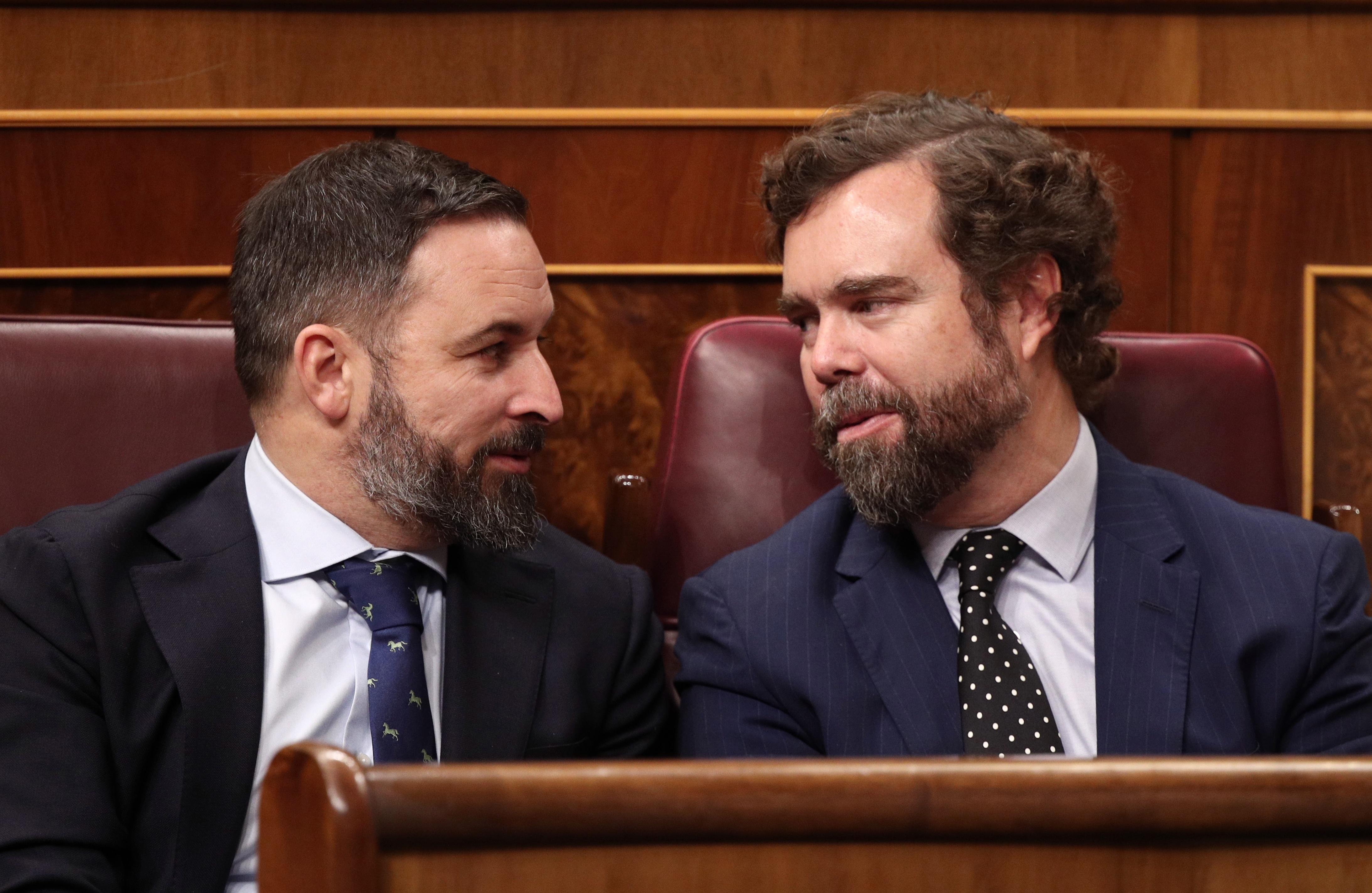 Santiago Abascal e Iván Espinosa de los Monteros en el Congreso de los Diputados. Fuente: ElPlural.com