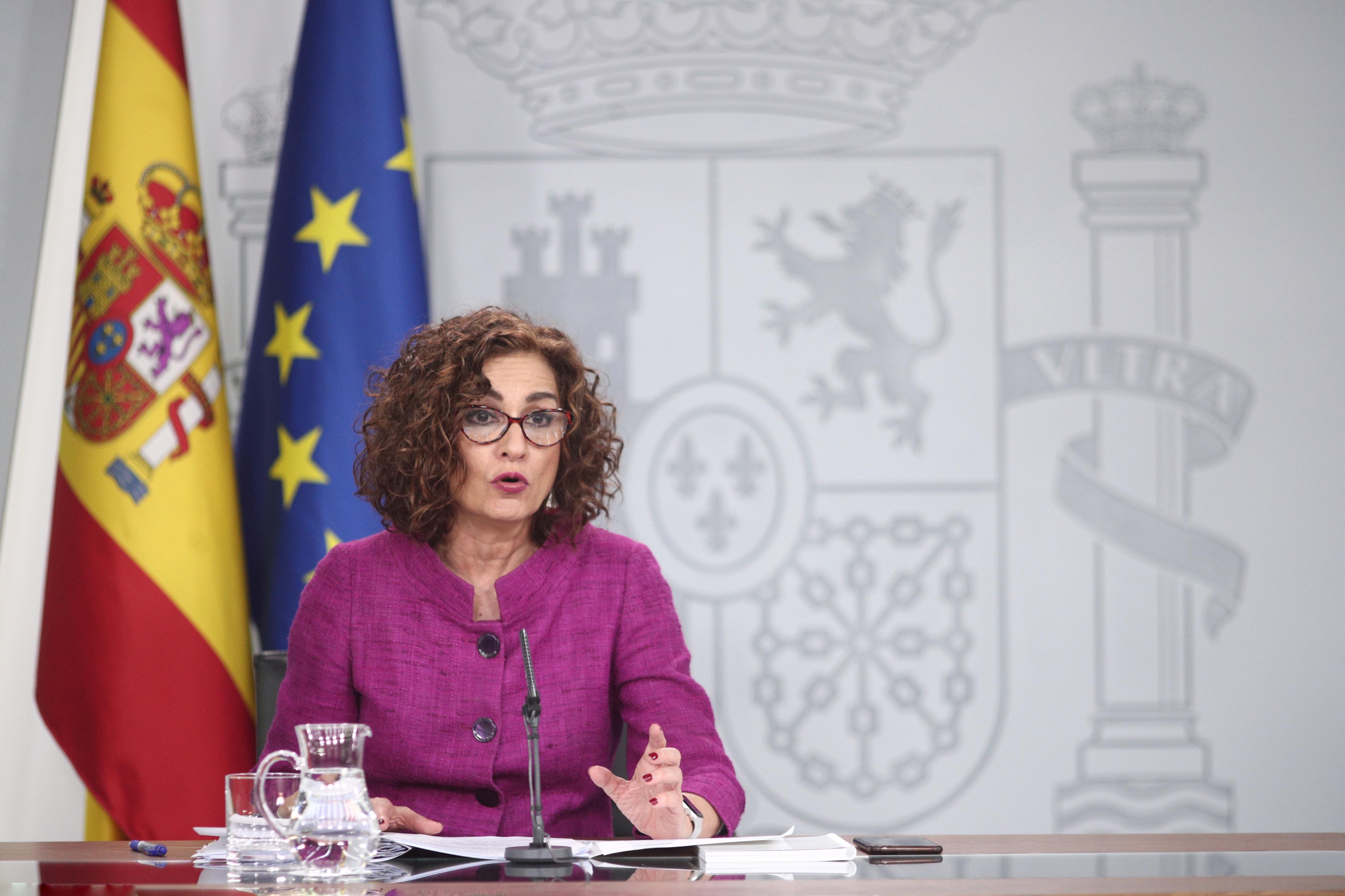 La ministra de Hacienda y Portavoz del Gobierno María Jesús Montero en una comparecencia el pasado mes de enero