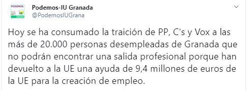 Tuit de Podemos IU