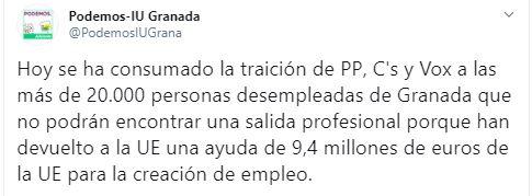Tuit de Podemos IU Tuit de Podemos IU