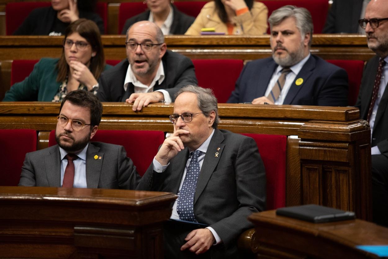 El vicepresidente de la Generalitat, Pere Aragonès y el president de la Generalitat, Quim Torra