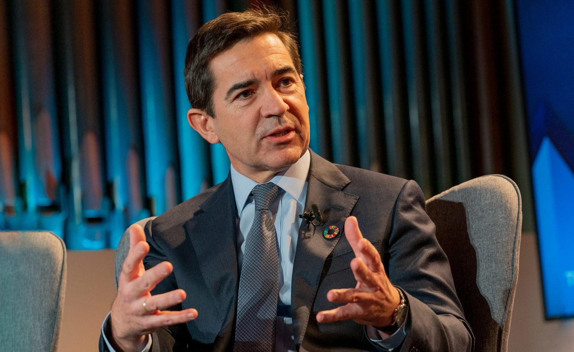 El presidente de BBVA Carlos Torres Vila durante el Foro de Davos en enero de 2020 