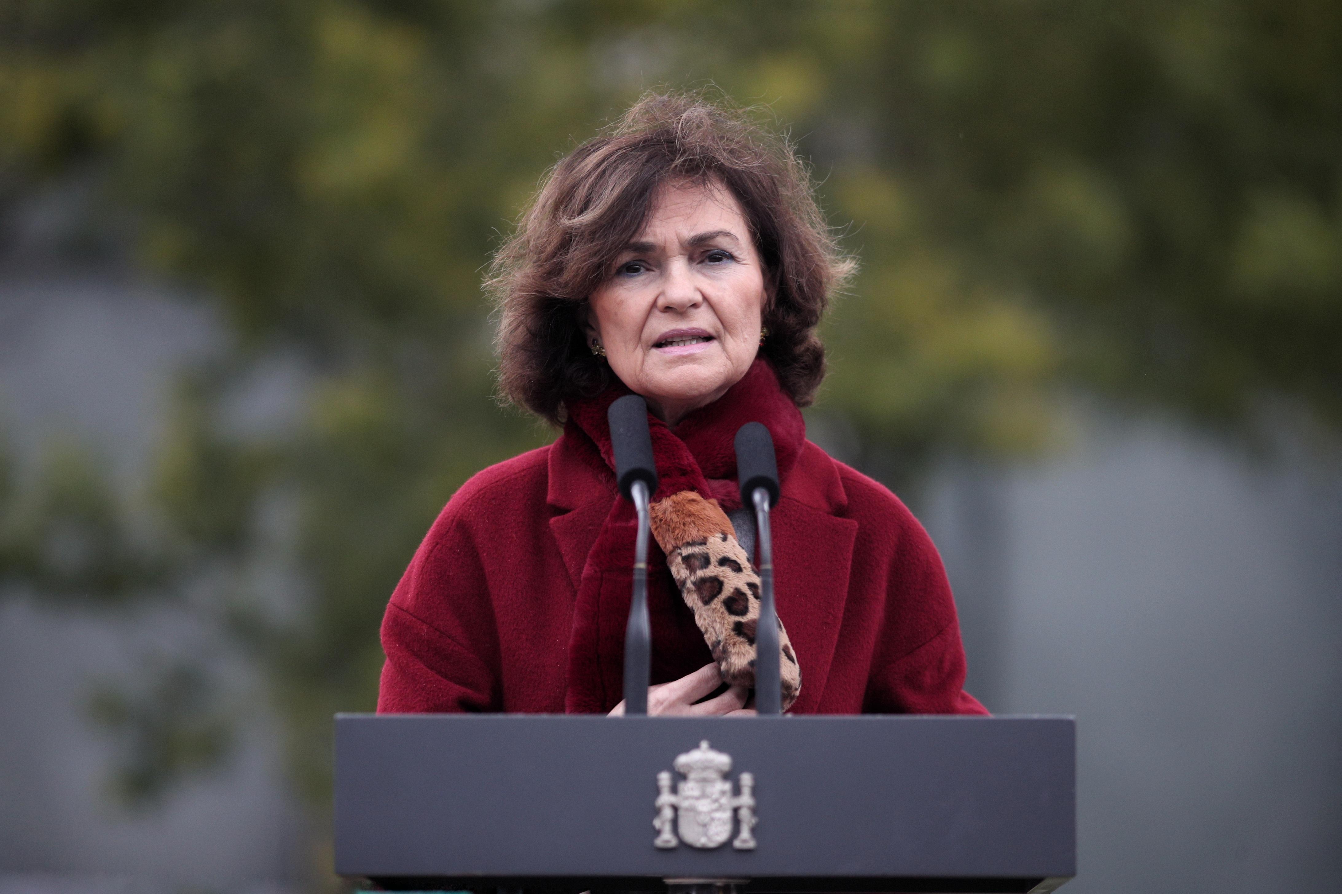 La vicepresidenta primera del Gobierno Carmen Calvo. Fuente: Europa Press.
