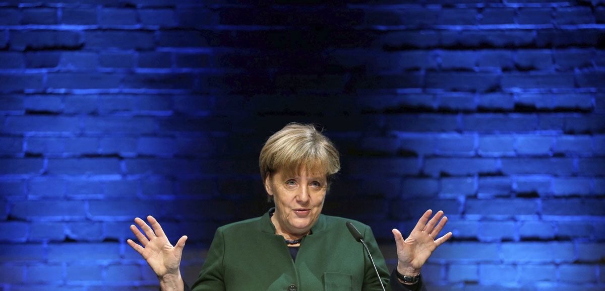 La canciller alemana, Angela Merkel, da un discurso
