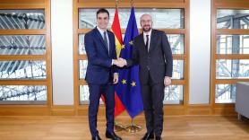 Pedro Sánchez en una reunión anterior con el presidente del Consejo europeo, Charles Michel, en Bruselas