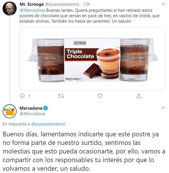 La respuesta de Mercadona a uno de sus clientes en Twitter 2