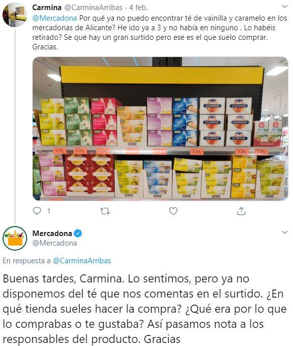 La respuesta de Mercadona a uno de sus clientes en Twitter 3