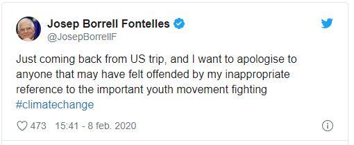 Captura de pantalla del tuit de Borrell.