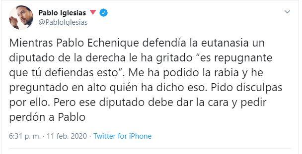 Tuit de Pablo Iglesias