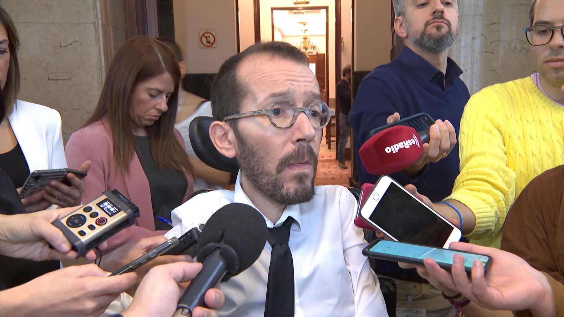 El portavoz de Unidas Podemos en el Congreso, Pablo Echenique. Fuente: Europa Press.