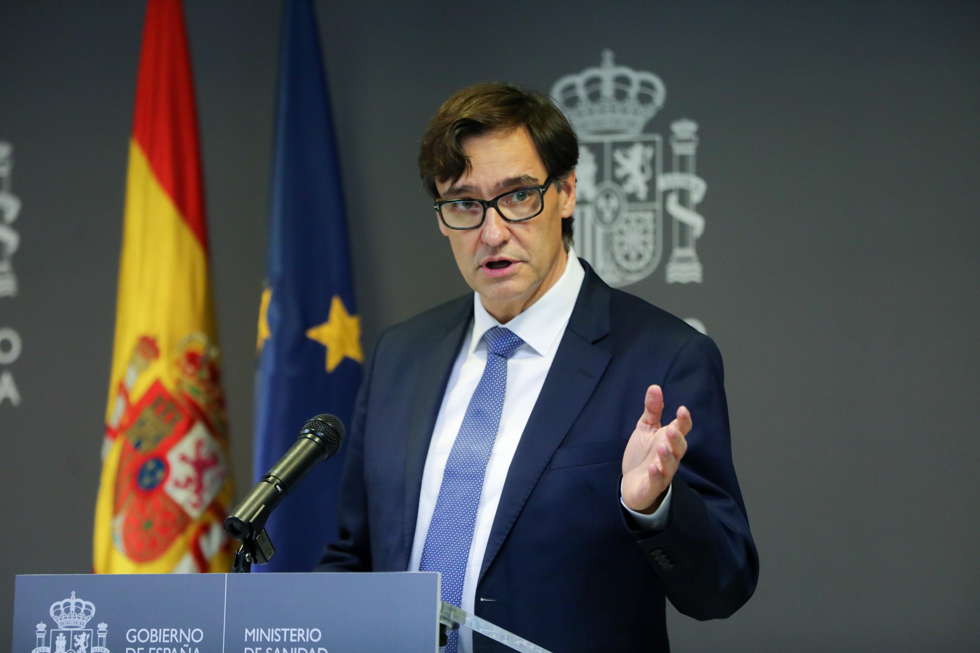 El ministro de Sanidad Salvador Illa durante la rueda de prensa posterior a la reunión ministerial de evaluación y seguimiento del coronavirus en Madrid. Europa Press