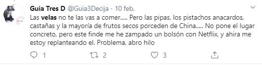 Mensaje sobre otros productos traídos de China Mensaje sobre otros productos traídos de China