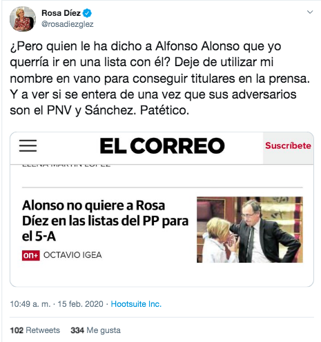 Tuit Rosa Díez Alfonso Alonso