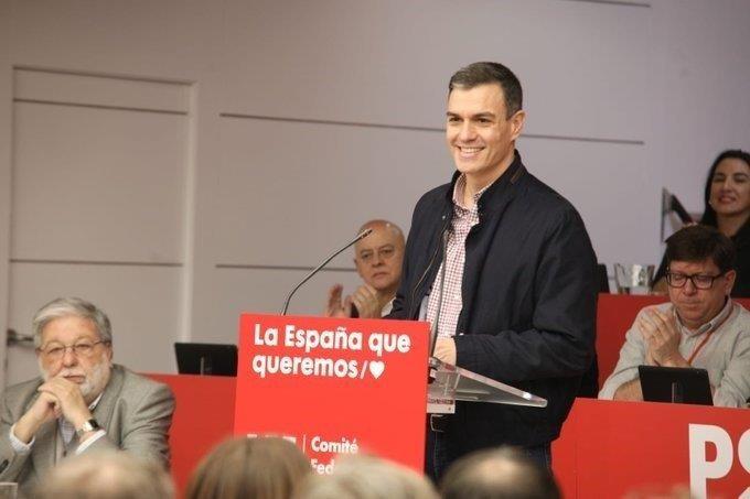 Pedro Sánchez durante una de las reuniones del Comité Federal del PSOE. Fuente: Europa Press.